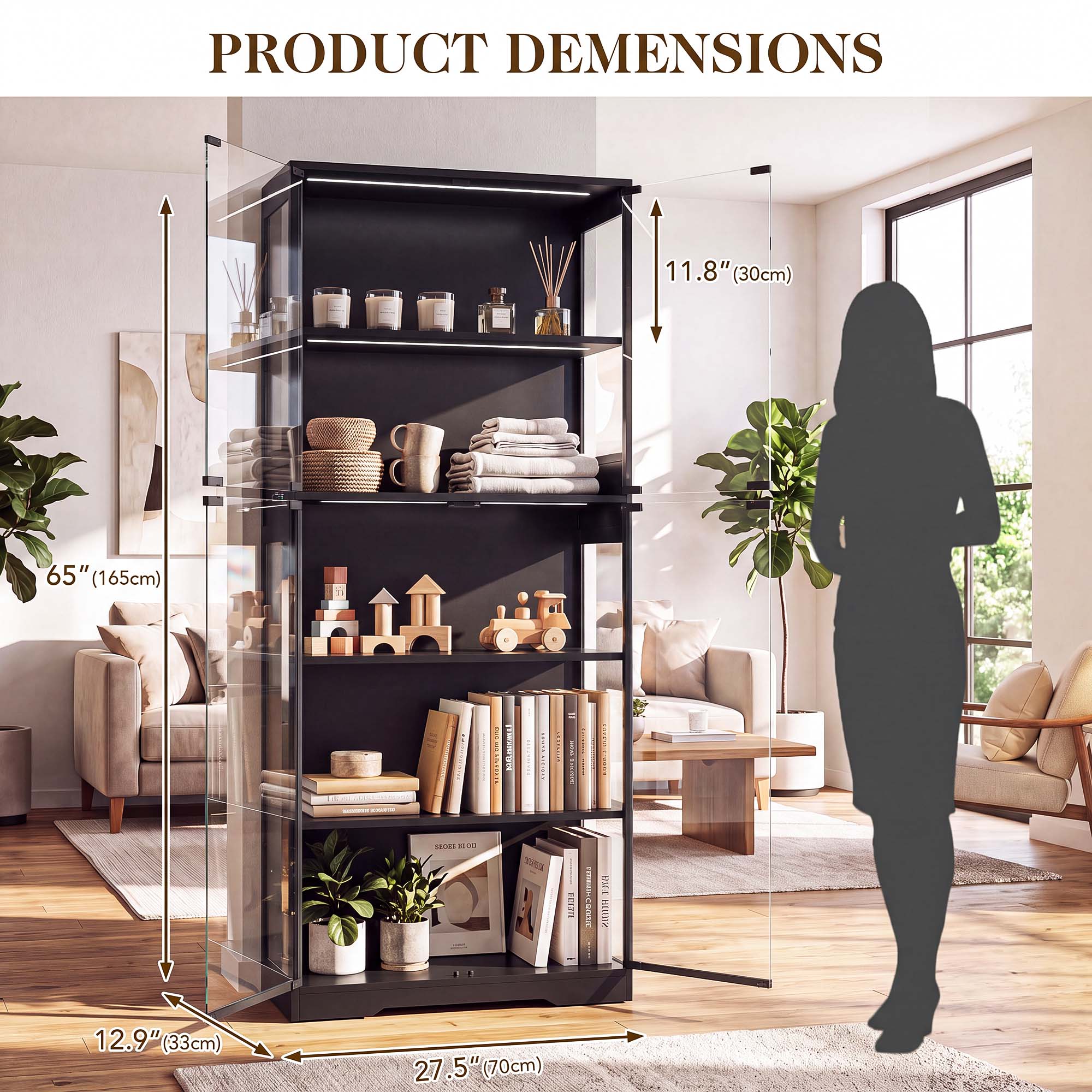 TCGBKAF 5‑Tier Display Cabinet - Lighting & Home Decor Studio Photos ulasan dan harga