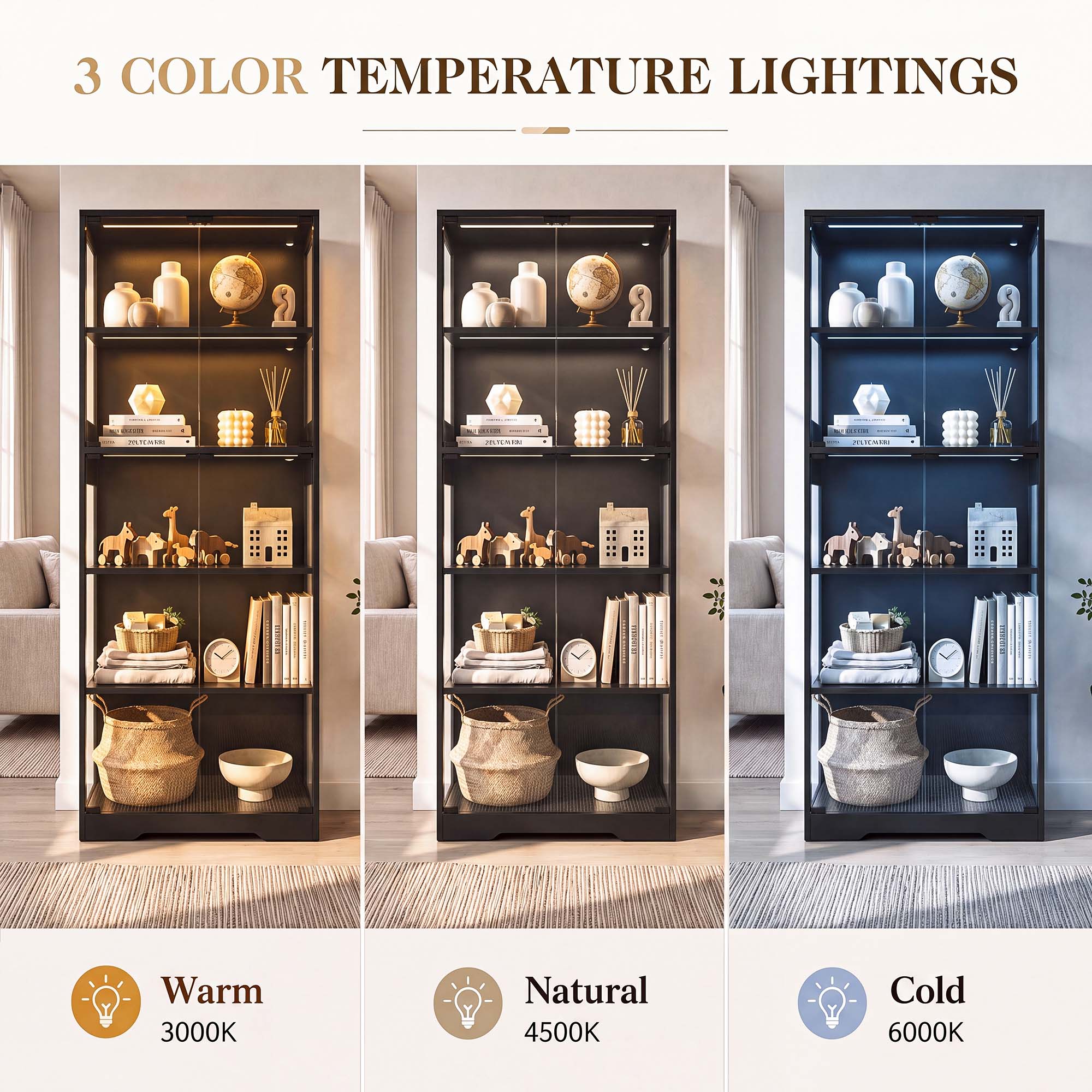 TCGBKAF 5‑Tier Display Cabinet - Lighting & Home Decor Studio Photos ulasan dan harga