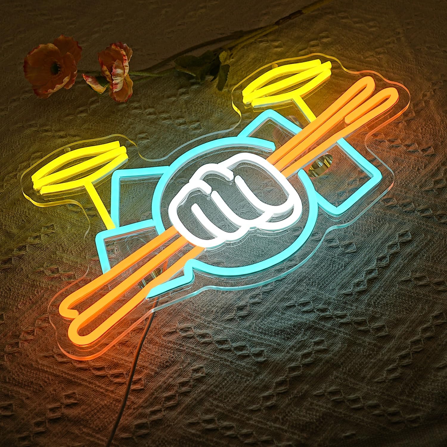 Drum Set Neon Sign USB Powered - Wall Decor Lighting ulasan dan harga