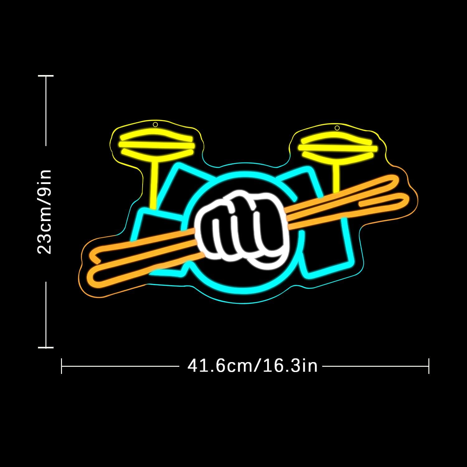 Drum Set Neon Sign USB Powered - Wall Decor Lighting ulasan dan harga