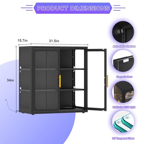Display Cabinet with Glass Doo - Lighting & Home Decor Studio Photos ulasan dan harga