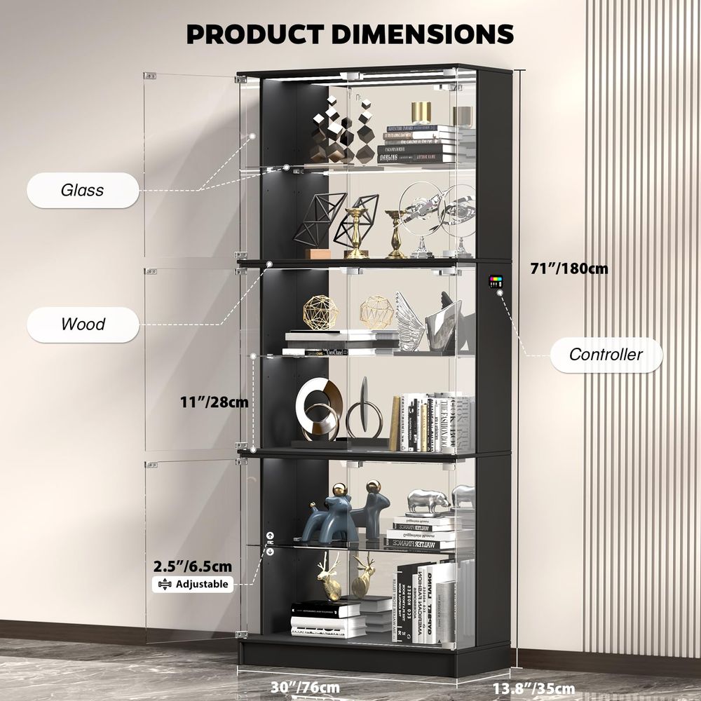 Display Cabinet with Glass Doo - Lighting & Home Decor Studio Photos ulasan dan harga