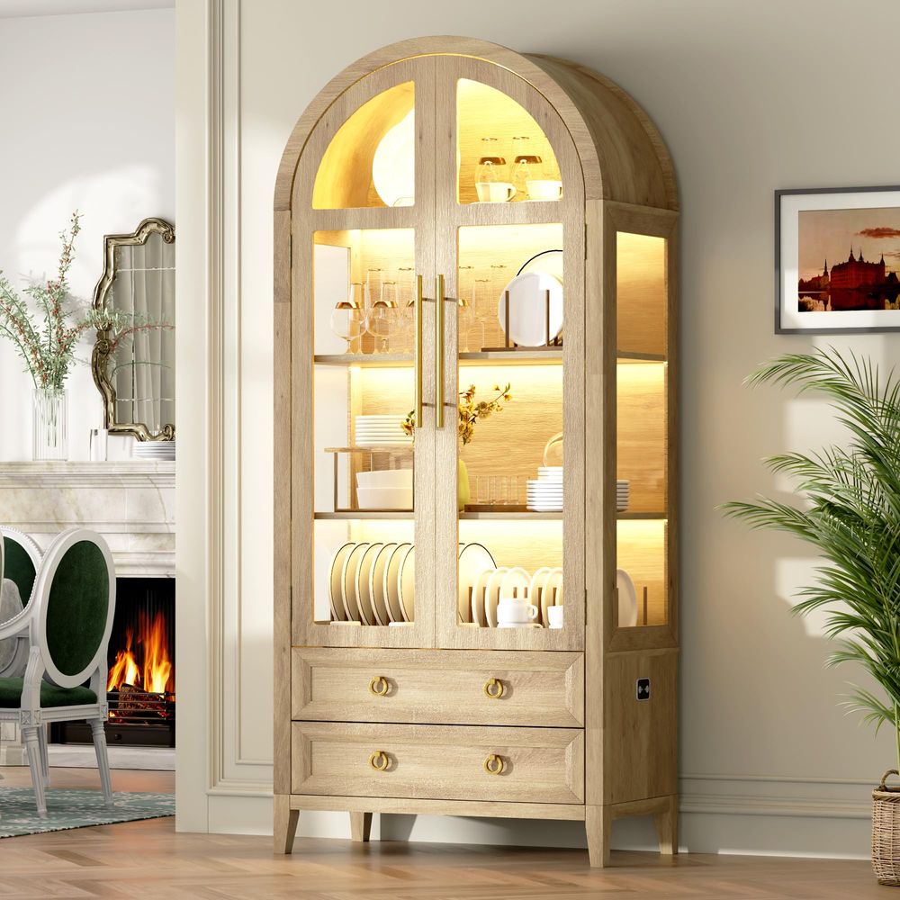 71 Arched Curio Cabinet with G - Lighting & Home Decor Studio Photos ulasan dan harga