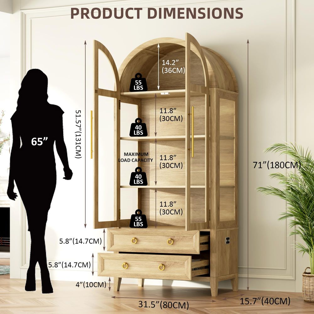 71 Arched Curio Cabinet with G - Lighting & Home Decor Studio Photos ulasan dan harga
