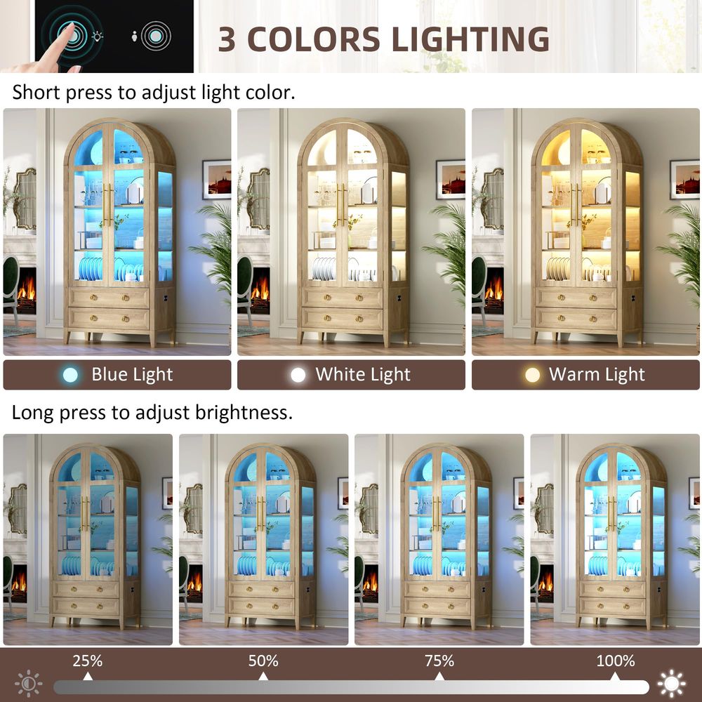 71 Arched Curio Cabinet with G - Lighting & Home Decor Studio Photos ulasan dan harga