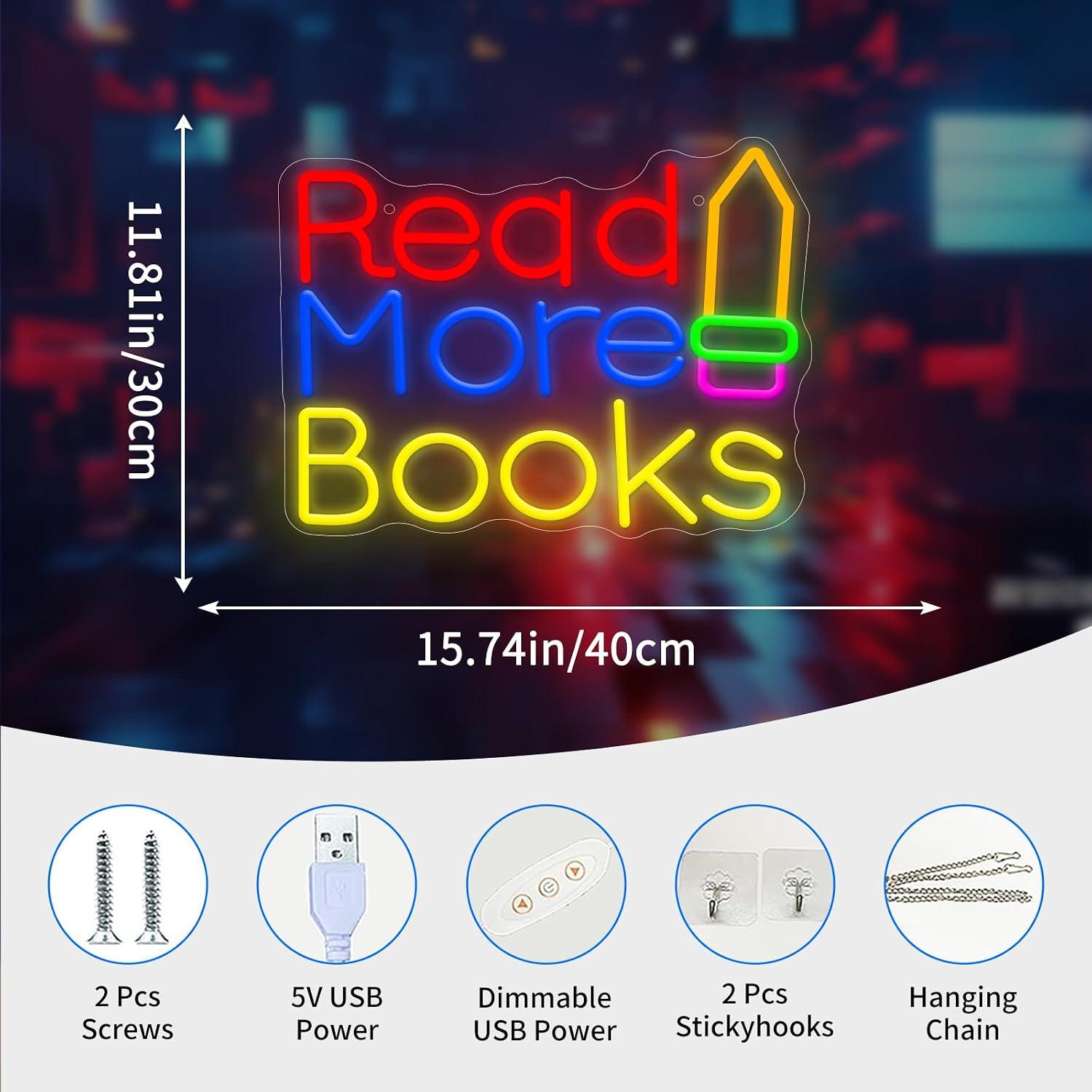 Read More Books Neon Sign USB  - Lighting Decor And More ulasan dan harga