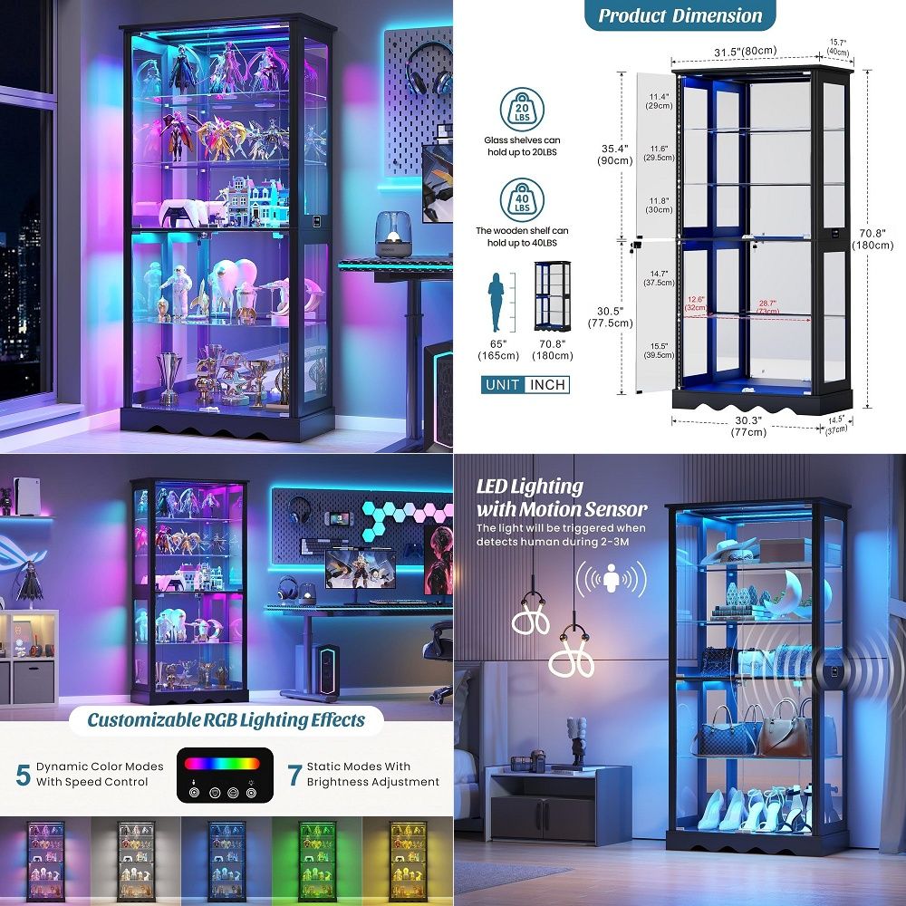 Display Cabinet with Glass Doo - Lighting & Home Decor Studio Photos ulasan dan harga
