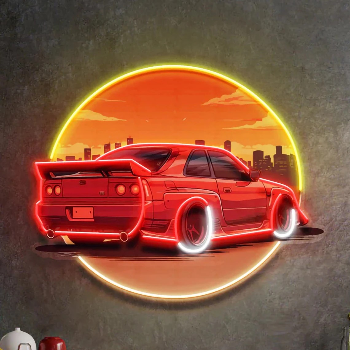 Stylish Sunset Car Neon Wall S - Bathroom Lighting Decor Ideas ulasan dan harga