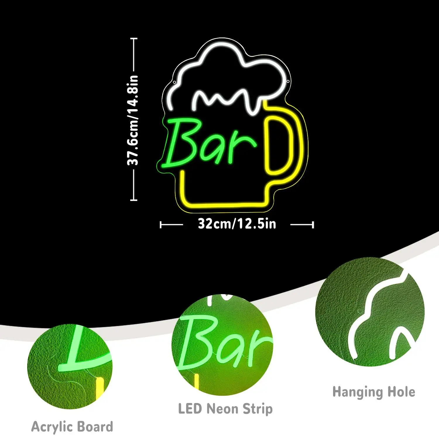 Beer Bar Neon Sign USB Dimmabl - Wall Decor Lighting ulasan dan harga